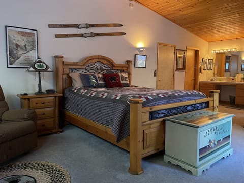 Master with king bed and recliner chair New hybrid-gel mattress in late 2022