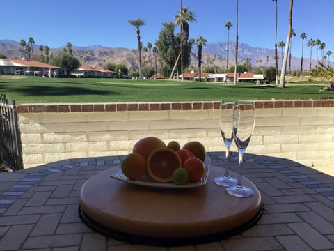 View of the golf course and mountains from the patio