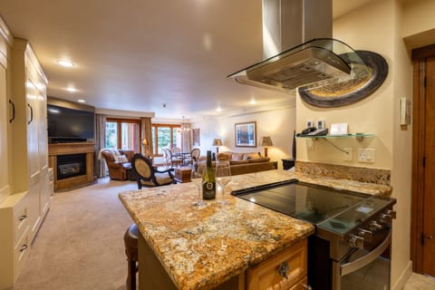View from the kitchen of the open floor plan