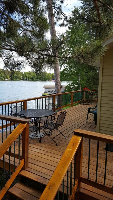 Enjoy lakeside meals outside on the deck