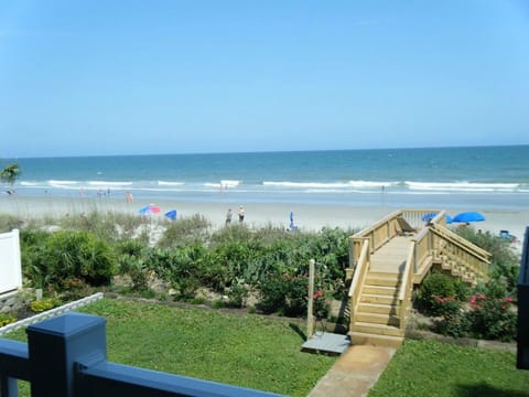 View of the beach from deck