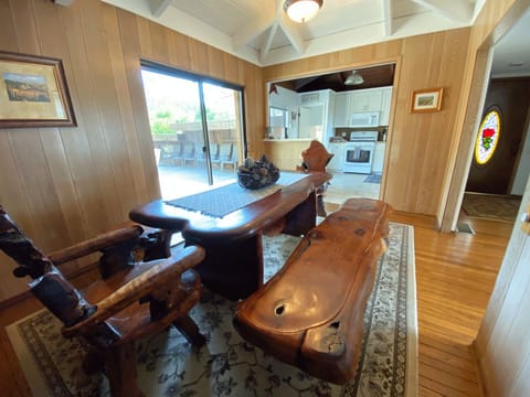 Dining room off living room on the middle level