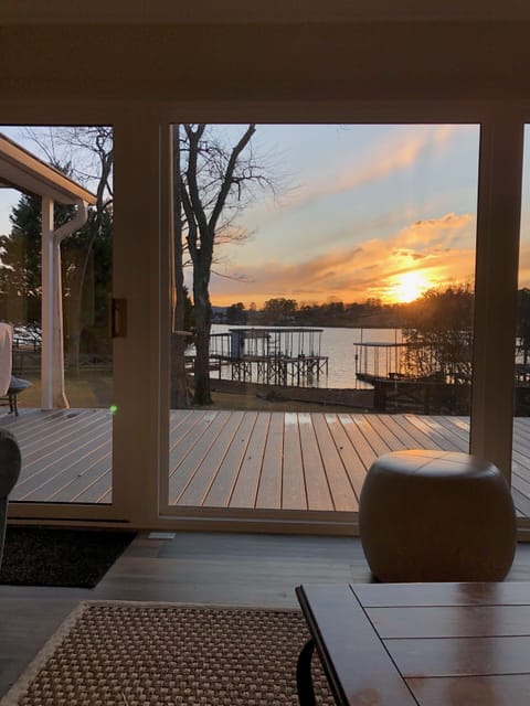 Sunset from sunroom sofa.
