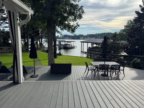 Expansive deck with view of main lake.