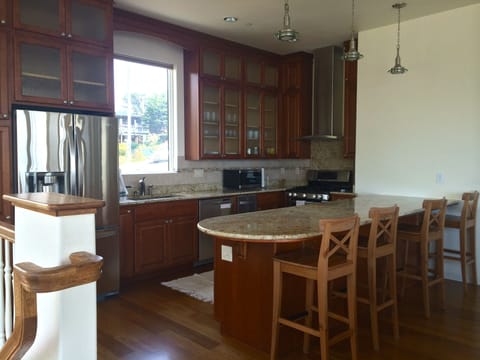 Large Kitchen with breakfast nook. View of Ocean, Mountain, Woods,Devil's slide.