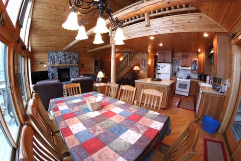 Dining table seats eight. 