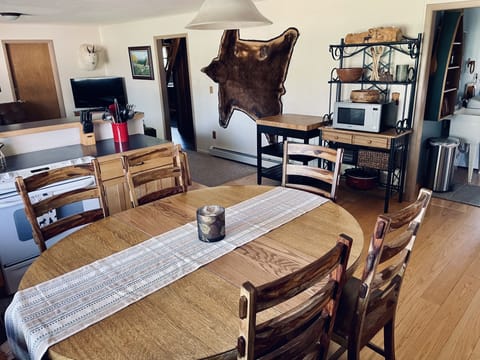 Kitchen -  adding 2 table leaves seats up to 8-10, with seating for 3 at counter