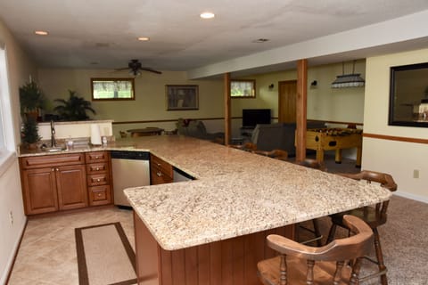 Downstairs bar area looking toward TV area