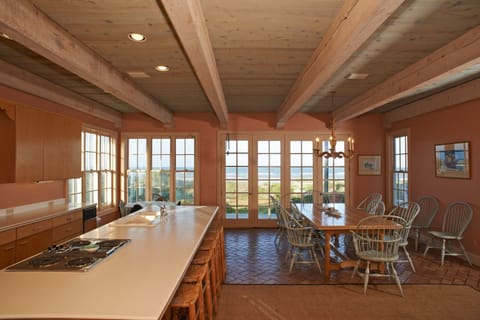 View from kitchen and dining room-watch dolphins & shrimp boats from breakfast!