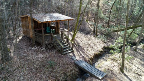 The shelter sits in the center of the acreage