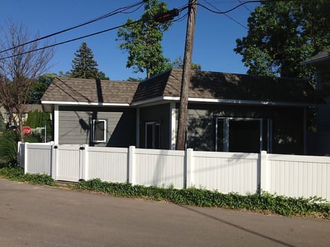 Rear patio- just steps from the beach and a fabulous place to watch the sunset
