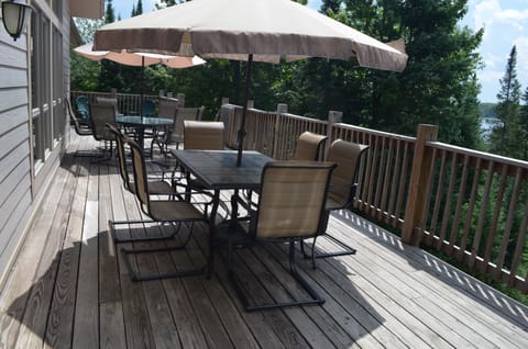 Deck off of main level with lake views
