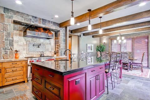 Chef's kitchen with all the necessary pots, pans and utensils