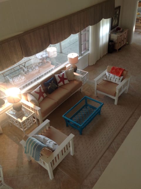 Our Great room with a gorgeous view of the Gulf, as seen from our loft bedrooms.