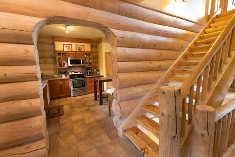 Log stairs to upper level