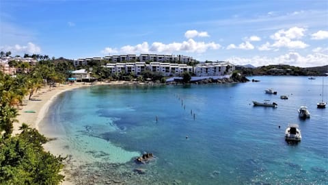 View from our private deck overlooking Cowpet Bay and the beach