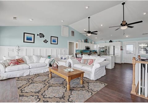 Main Room; upper level from streetside, but level with the dunes on the oceansid