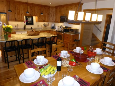 Large dining table in the kitchen/dining area