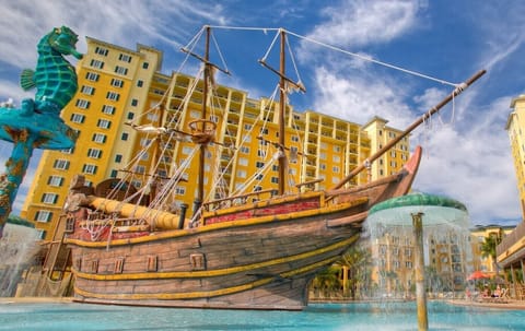 Unique Pirate Pool with Zero Entry, 3 Hot Tubs, Water Slide, and much more!