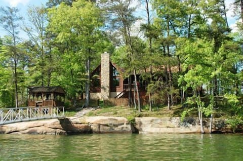 view of cabin from the lake.