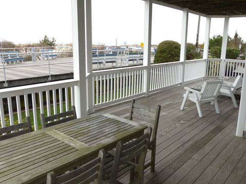 Large, wrap-around deck overlooking beach and boardwalk