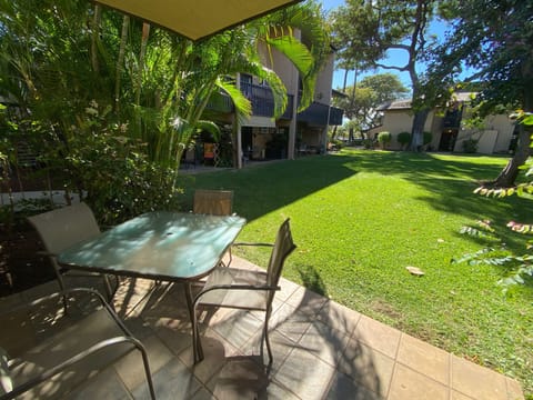 Enjoy your morning coffee on the lanai, overlooking the beautiful gardens.