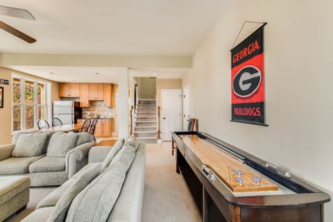 Shuffleboard table on terrace level.