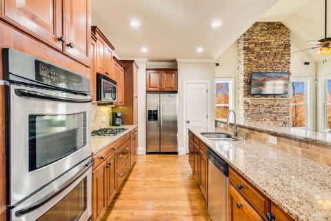 Kitchen has lots of counterspace and everything you need for cooking meals