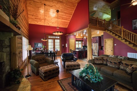 Comfortable furnishings and a large TV