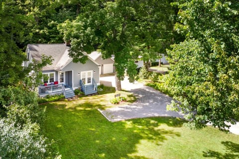 Aerial view of front of house.