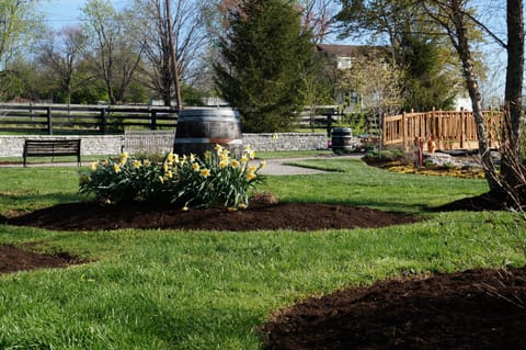 Gardens at Equus Run Vineyards in front of house