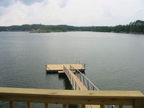 Swim platform deck with boat cleats.