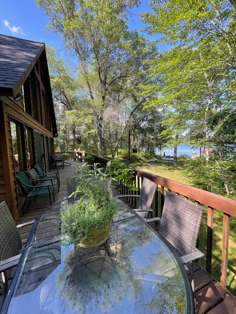Large deck with table grill and black stone