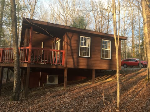 the setting sun shines on the back deck. A very private place to enjoy .