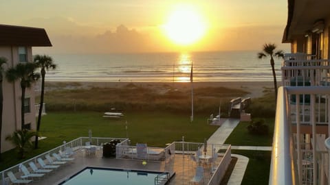 View of sunrise from balcony