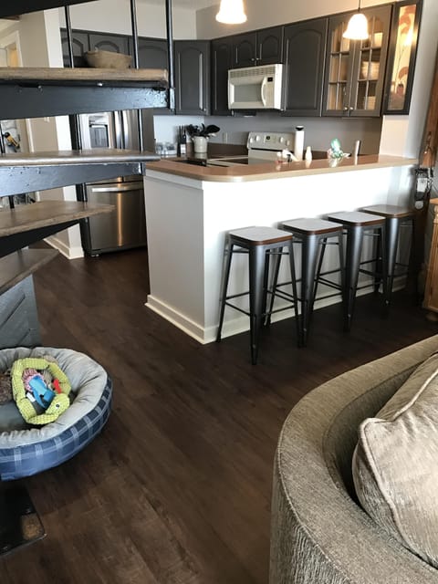 You can see floors going into kitchen here