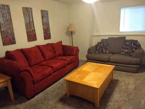 Living room, with full-size pull-out bed