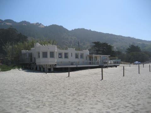 The Castle House is set completely on the sand 
with a roped off area in front