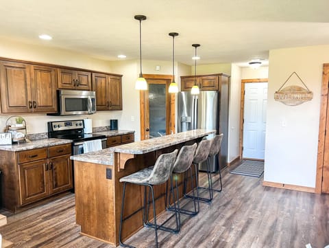 Kitchen with stainless steel appliances