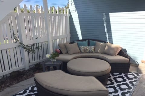 Private patio with seating for 6.