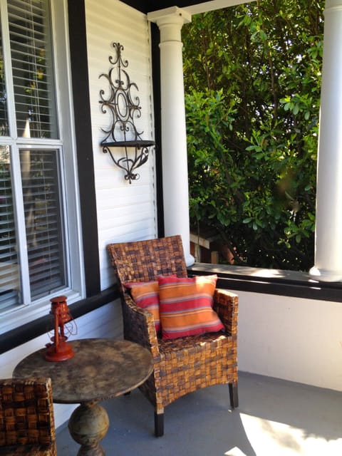 Enjoy the view of the garden from the front porch.
