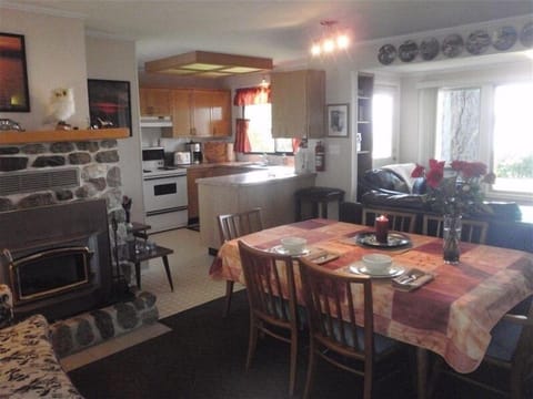 Dining/Kitchen/Sitting Area
Wood burning fireplace, cozy evenings in low season.