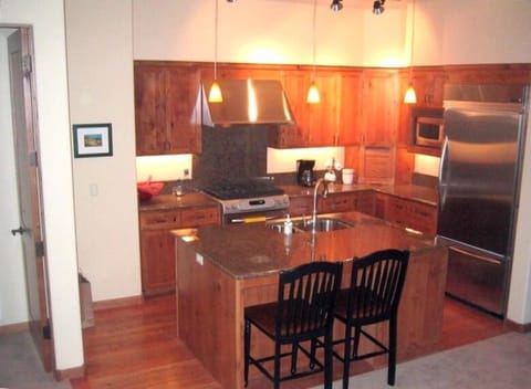 Fully equipped kitchen.  Door at left goes to master bedroom