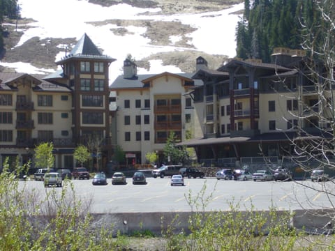 View of the Condo from the Parking Lot. Condo is top floor, middle Bldg.