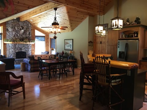 View from front door (kitchen, dining area and back sitting room)