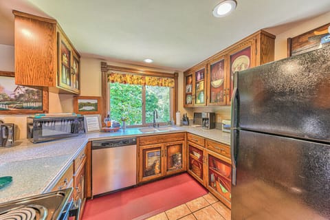 Family kitchen with custom cabinets.