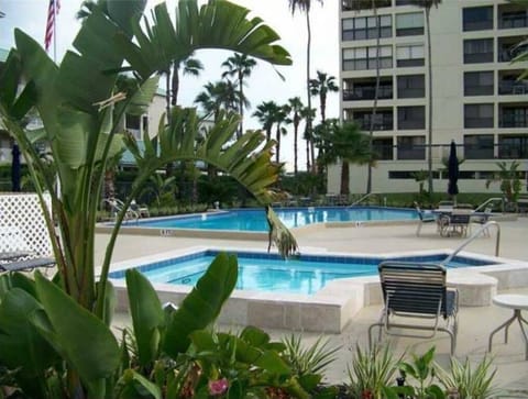 Pool area with clubhouse