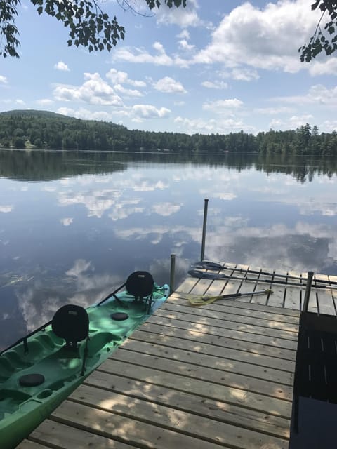One of the kayaks at the dock. Life jackets provided.