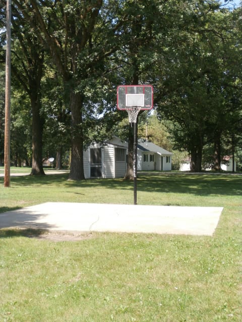 Little Toad Lake Campground-basketball and fish cleaning station in background