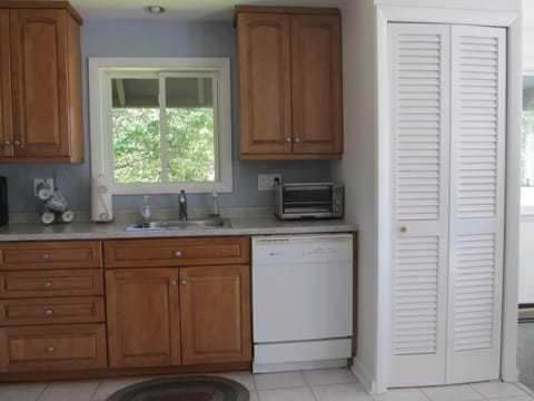 Handy washer and dryer behind doors to the right